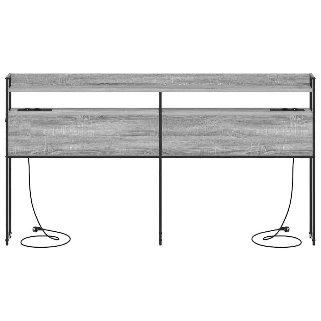 Testiera con lo scaffale-Testata contenitore Grigio sonoma 200 cm Legno multistrato