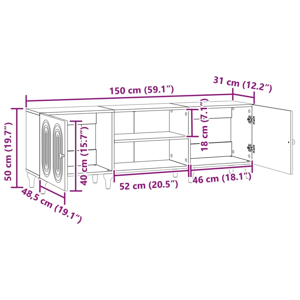 Mobile TV | Armadietto TV | Mobile Porta TV Bianco Lucido 150 x 31 x 50 cm Legno ingegnerizzato