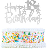 Decorazione per torta 18° compleanno - Sostenibile - Sicura per l'alimentazione - Dimensioni 15 x 10,5 cm - Lunghezza del manico 13,7 cm - Decorazione per torta