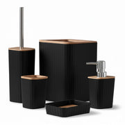 Set accessori bagno nero in plastica e bambù 5 pezzi – Show