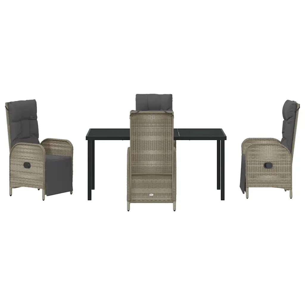 Set da Pranzo per Giardino con cuscino 5 pcs Grigio polyrattan