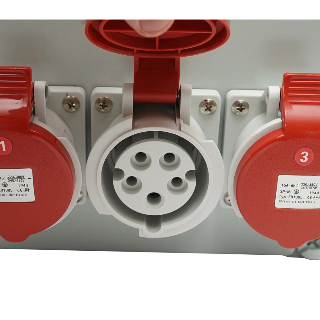 Pannello gruppo prese per organizzazione cantiere 2x230V/16A, 3x415V/16A, 330x330x170mm IP44/IP67 SUNTREE
