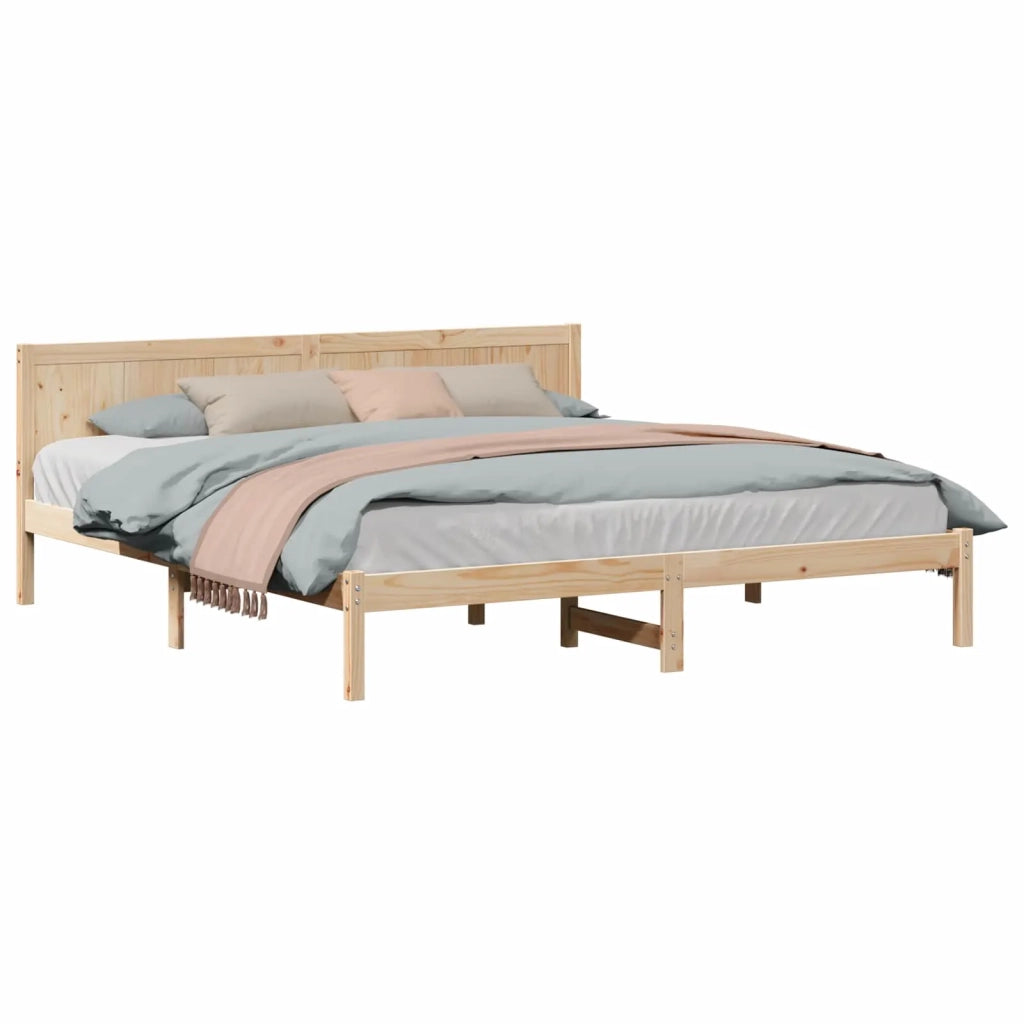 Struttura del letto Marrone 200 x 200 cm Legno massello di pino 872176