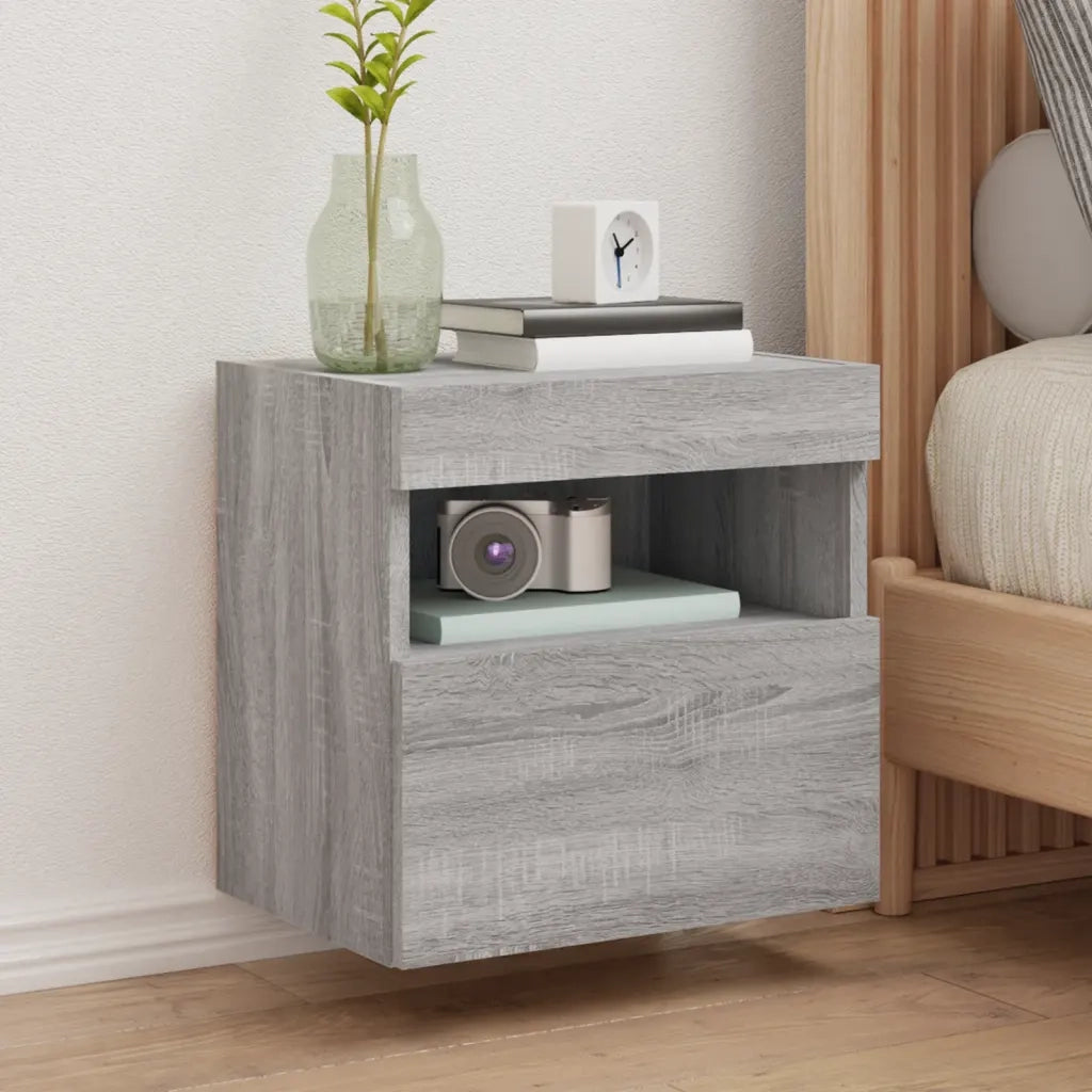 Mobile TV a Parete | Armadietto TV | Mobile Porta TV con Luci LED Grigio Sonoma 40x30x40 cm