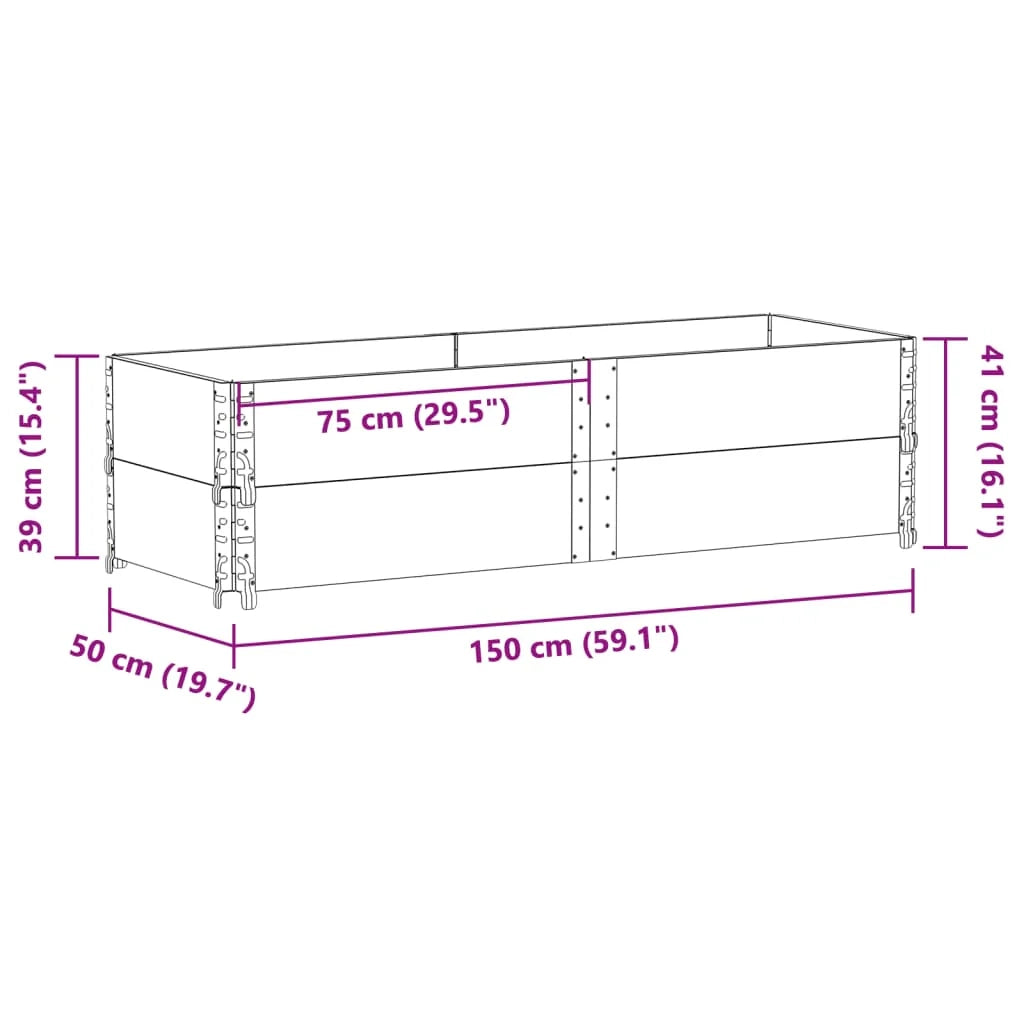 Fioriera rialzata per piante fiori terrazzo giardino 150 x 50 cm legno massello di pino grigio 02_0037434