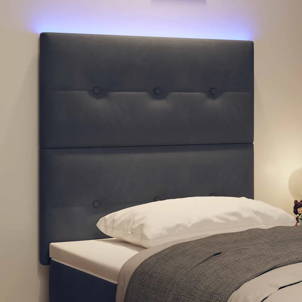 Testiera | Testata LED con strisce LED Grigio 80 cm Velluto