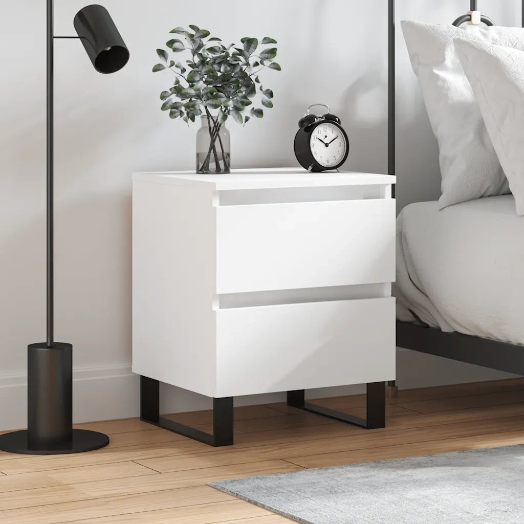 Comodino | Armadio da Notte | Mobiletto da notte Bianco 40x35x50 cm in Legno Multistrato