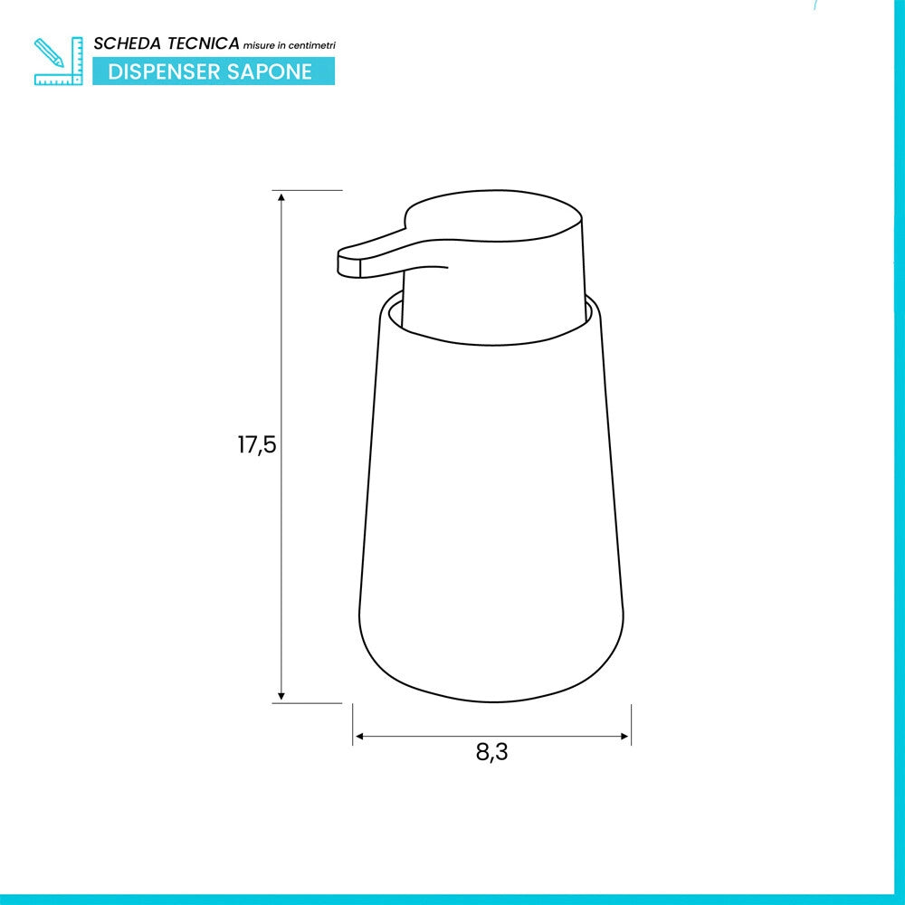 Dispenser sapone grigio e cromo in ceramica antibatterica Sidney