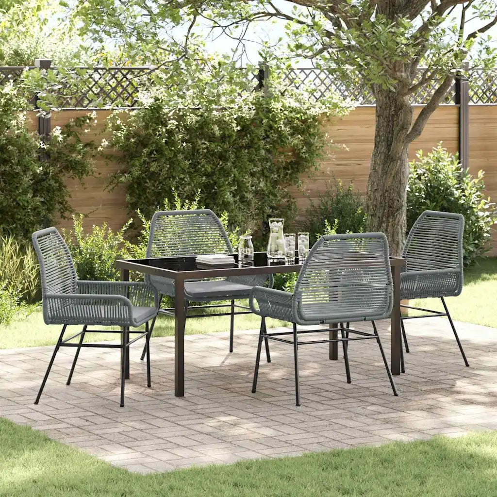 Set da Pranzo per Giardino con cuscino 5 pcs Grigio polyrattan
