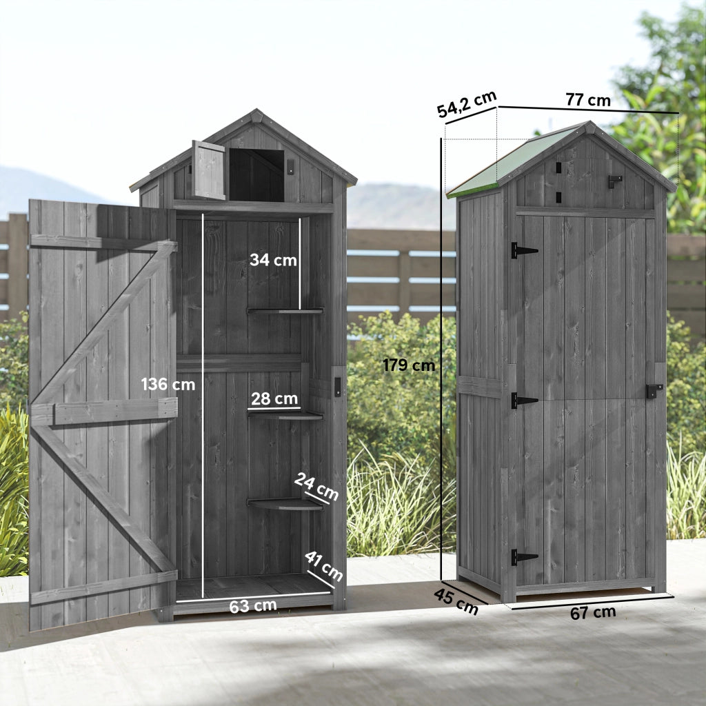 Armadietto da giardino in legno ¨C Xylo ¨C 77x54x179cm grigio verde resistente alle intemperie