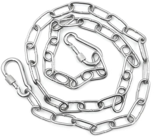 Catena di sicurezza per cancelli 100 cm - Acciaio inossidabile - Robusto/Duraturo - Resistente al tempo - Karabini con gancio - Design moderno - Chiusura per cancelli