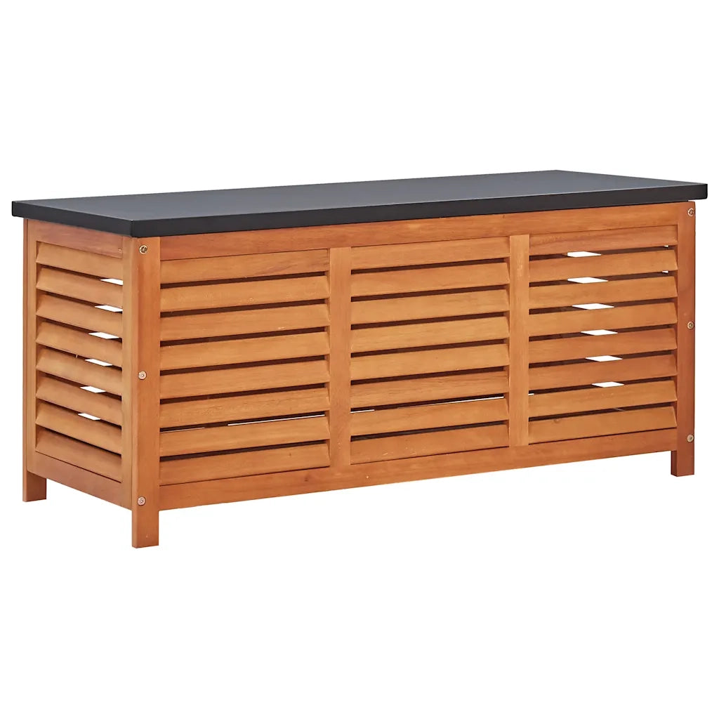 Cassapanca da Giardino-Baule-Panca con Contenitore 117x50x55 cm in Massello di Eucalipto