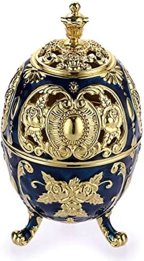 Candelaio a forma di bollo con coperchio - Design vintage blu