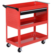 Carrello Porta Utensili con Maniglia e Cassetto 3 Ripiani ¨C Xylo ¨C Acciaio Rosso 82x35x76cm