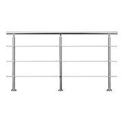 Parapetto Balaustra Corrimano in acciaio inox spazzolato 200x106cm per interni ed esterni 3 barre trasversali