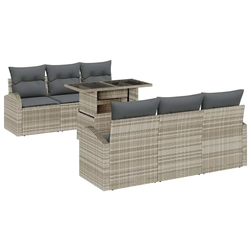 Set Divano da Giardino con cuscino 7 pcs Grigio chiaro 3357305