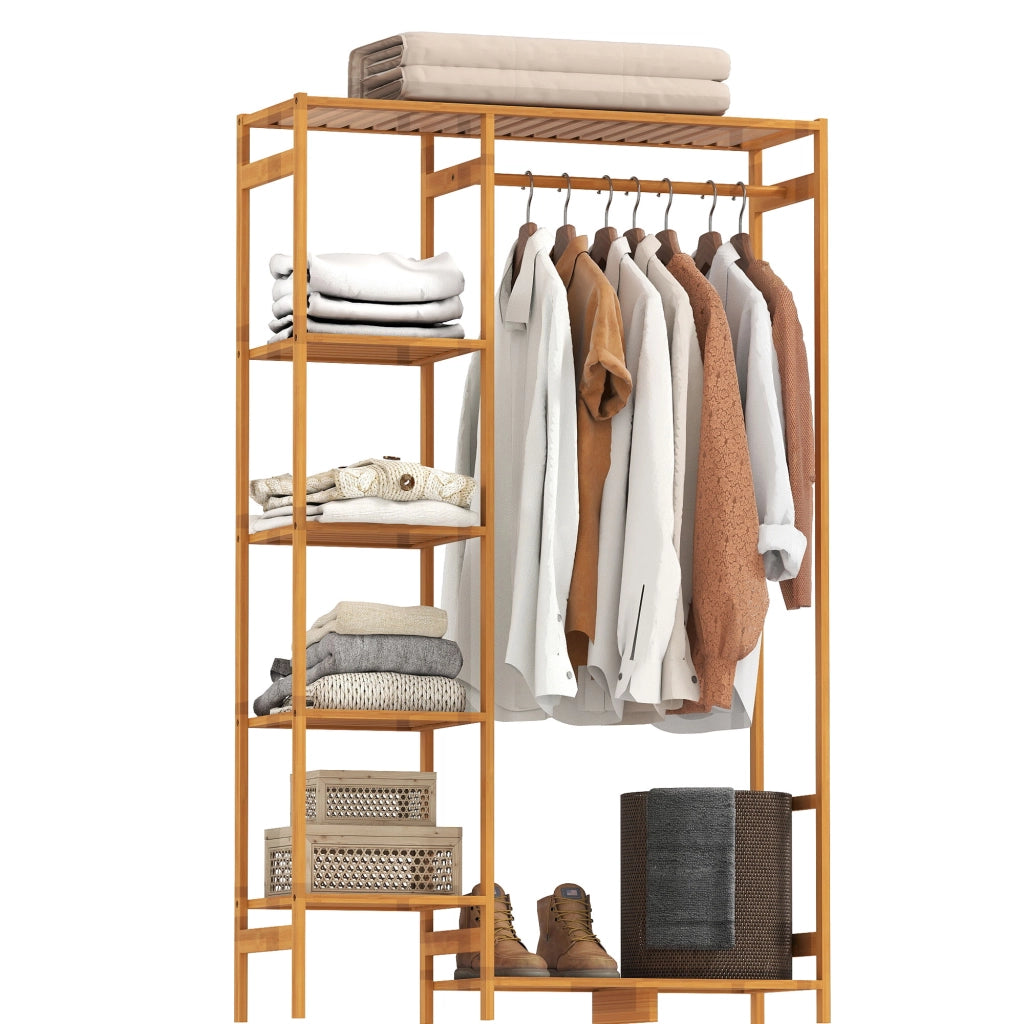 Appendiabiti in bamb¨´ con 6 ripiani e appendino ¨C zephmum ¨C 90x30x145 cm