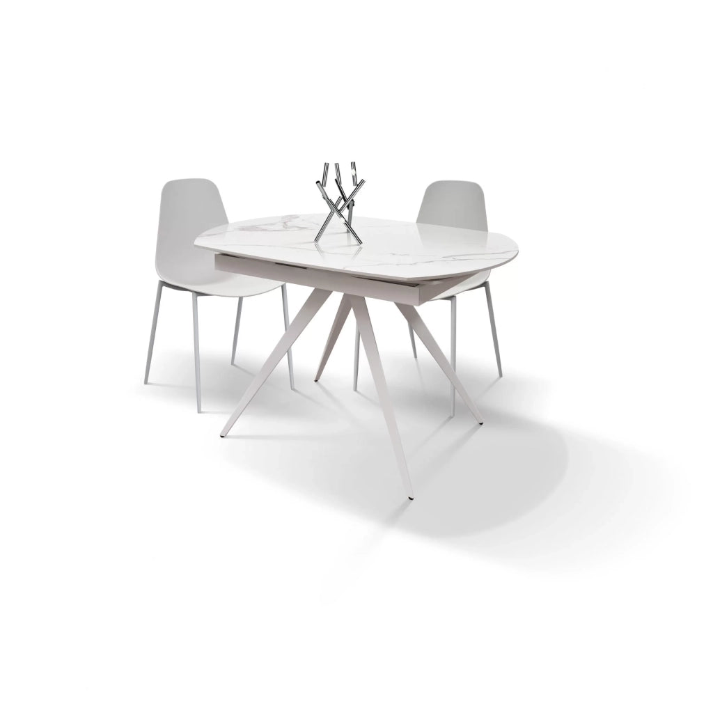 Mobili 2g - tavolo moderno allungabile piano ceramica effetto marmo 120x90x78