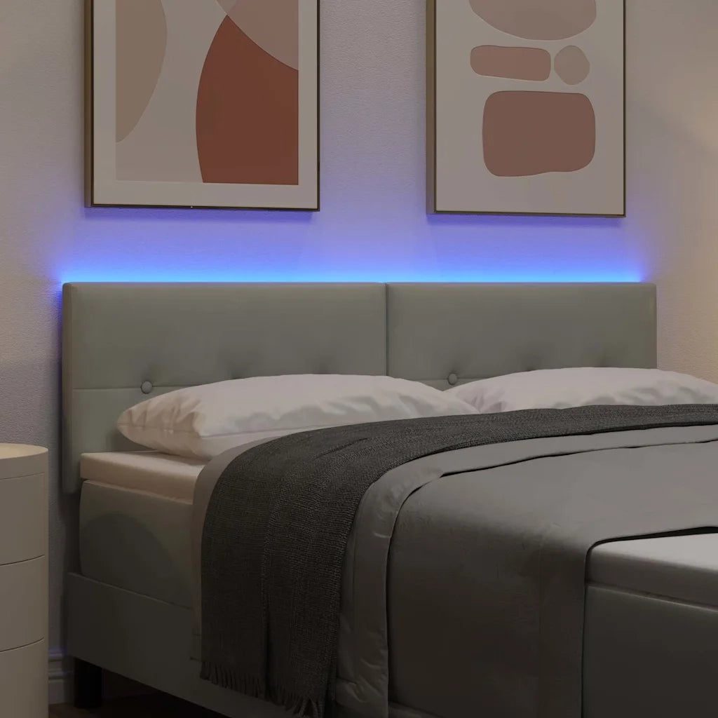 Testiera | Testata LED con strisce LED Grigio chiaro 144 cm Velluto