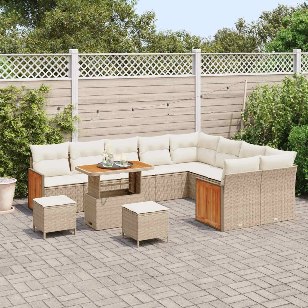 Set Divano da Giardino con cuscino 12 pcs Beige e Crema 3363216