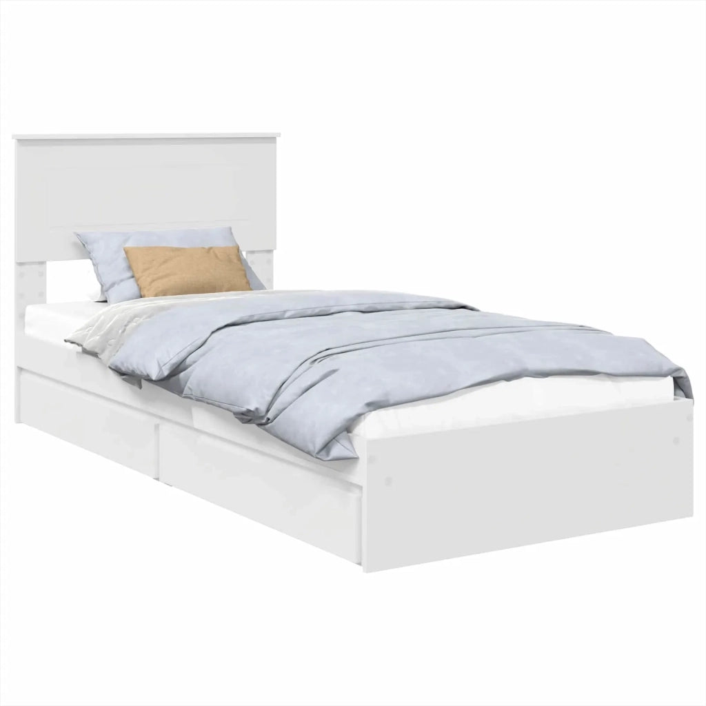 Letto con Contenitore Bianco 75 x 190 cm Legno multistrato