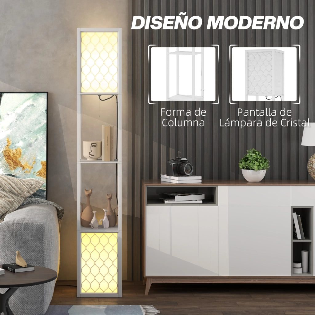 Lampada da Terra con Scaffale ¨C Minimal ¨C Bianco 26x26x156 cm