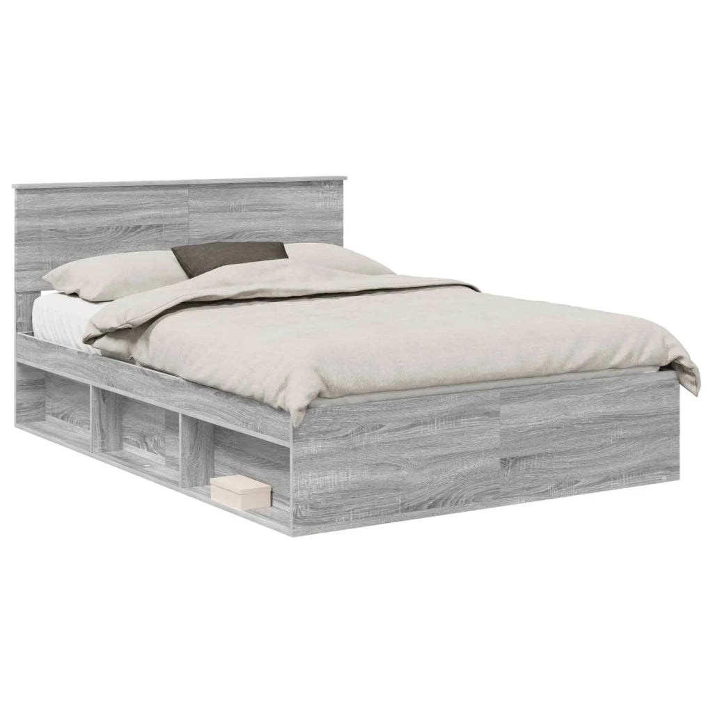 Letto matrimoniale | Letto per adulti | Struttura del letto con testiera Grigio Sonoma 160 x 200 cm