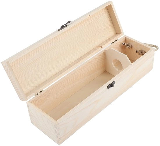Scatola per Vino in Legno - Confezione per Vino - Confezione di Regalo per Vino - Ospite per Fiasco di Vino - Contenitore per Fiasco di Vino Singolo - Materiale Duraturo