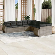 Set Divani da Giardino 11 pz con Cuscini in Polyrattan Grigio 3254257