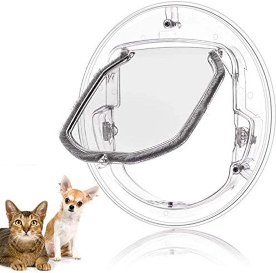 Porta cani e gatti con chiusura a 4 vie - Adatto per piccoli cani e gatti - Realizzato in ABS resistente - Dimensioni porta: 11,8 x 11,8 x 1,6 pollici