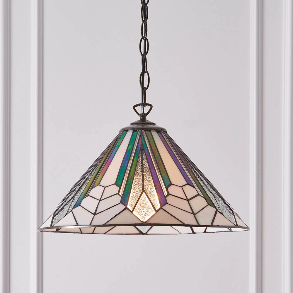 Lampada a sospensione Tiffany Astoria vetro multicolore Ø40 E27