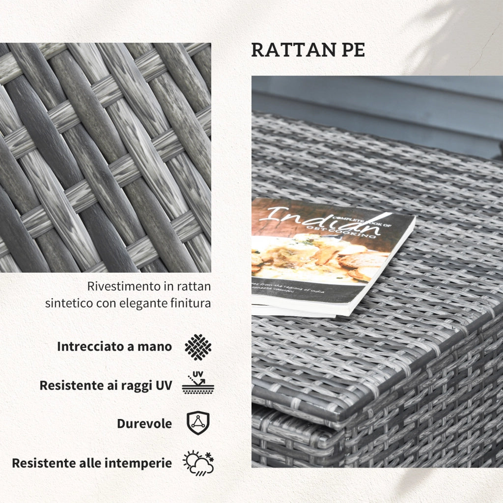 Set da Giardino 4 Pezzi con Divani e Tavolini ¨C zephmum ¨C Grigio, Acciaio, Polyrattan