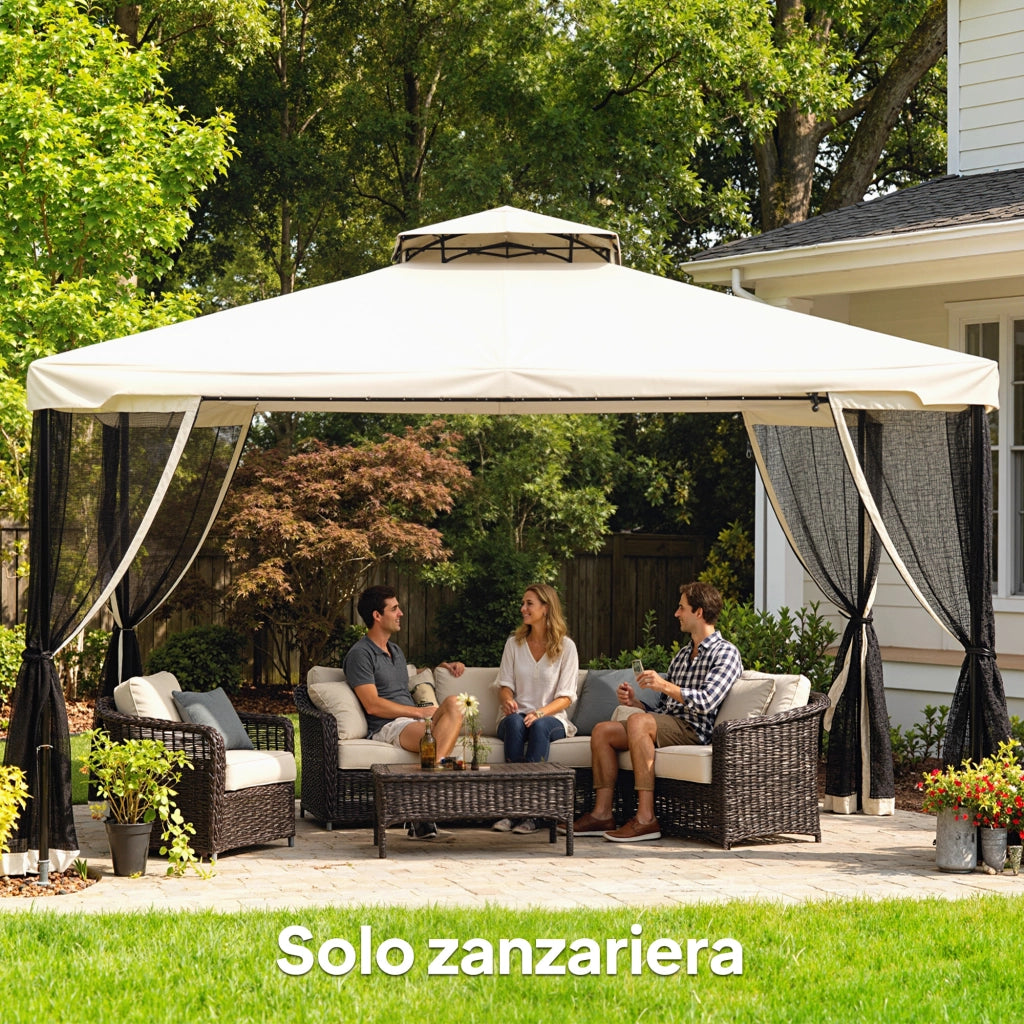 Zanzariera per Gazebo ¨C Minimal ¨C Nero e Beige 335x207cm