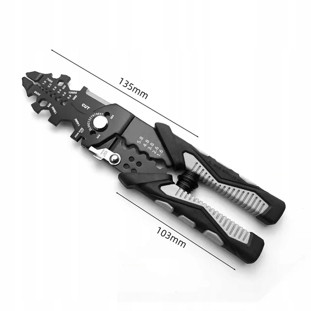 Pinza Elettricista 25 in 1 – Cr-V, 210 mm | Isolamento, Taglio, Crimpatura | Manico Antiscivolo, 240g | Gamma 1.6–5.8 mm