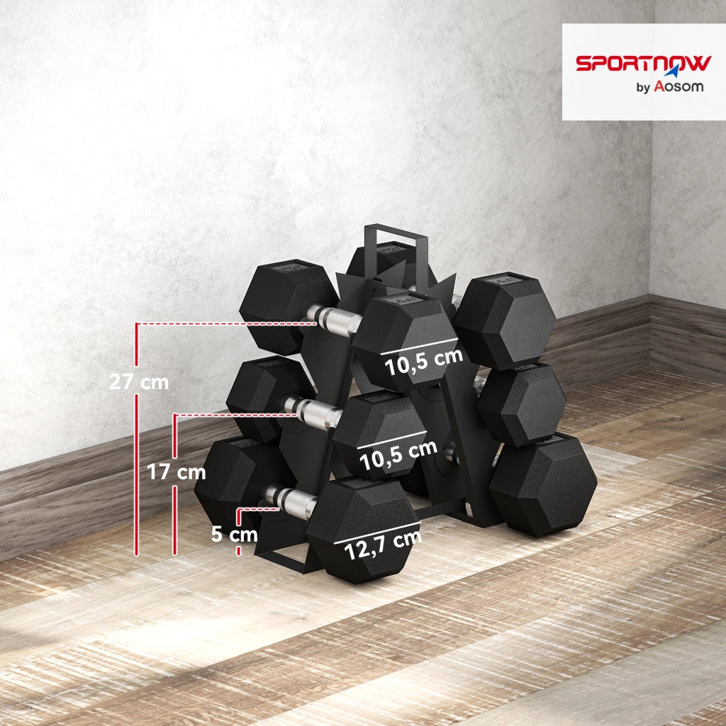Set di manubri 4kg 6kg 8kg con supporto ¨C Minimal ¨C nero