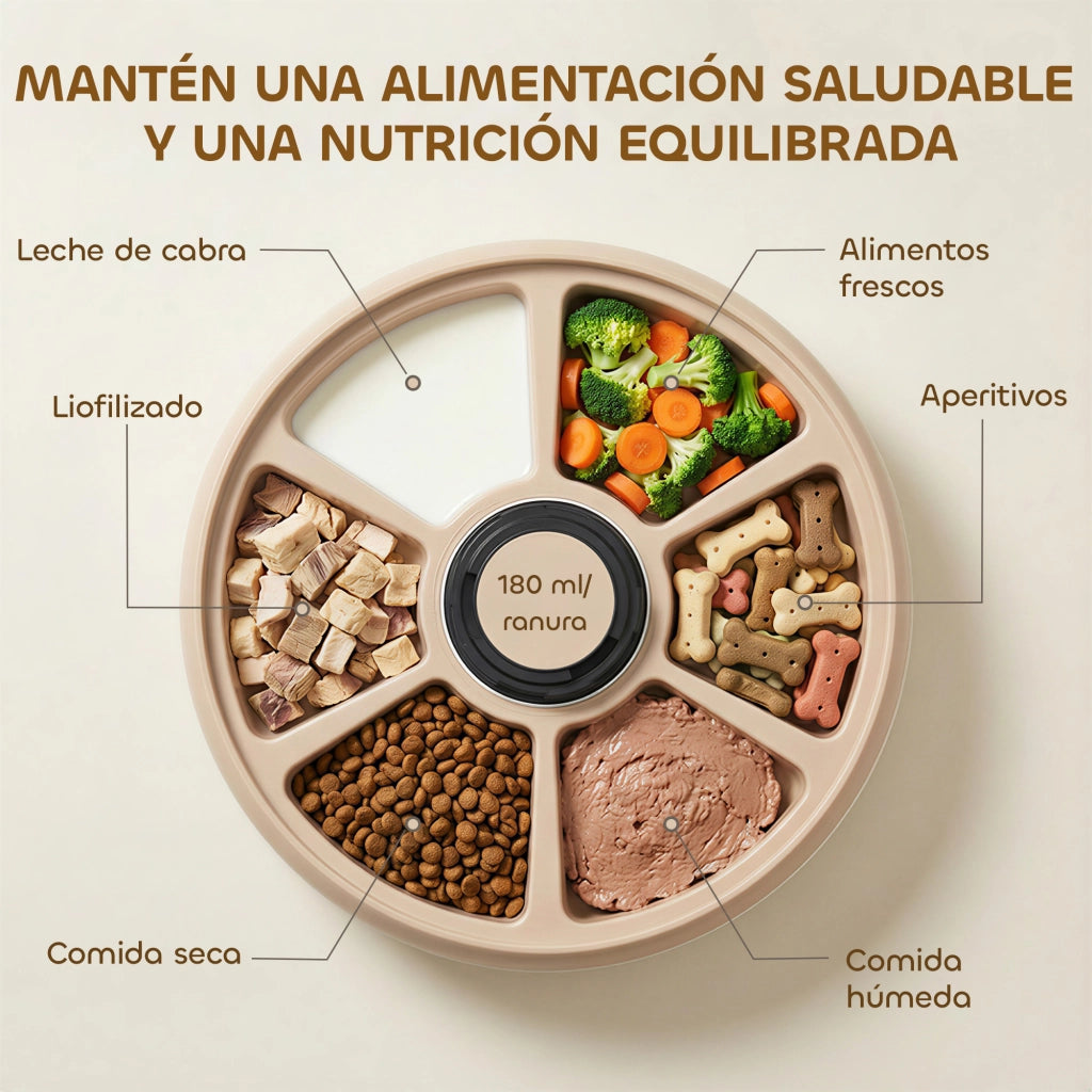 Dispenser Automatico Cibo per Gatti e Cani ¨C Minimal ¨C 6 Ciotole Timer LED