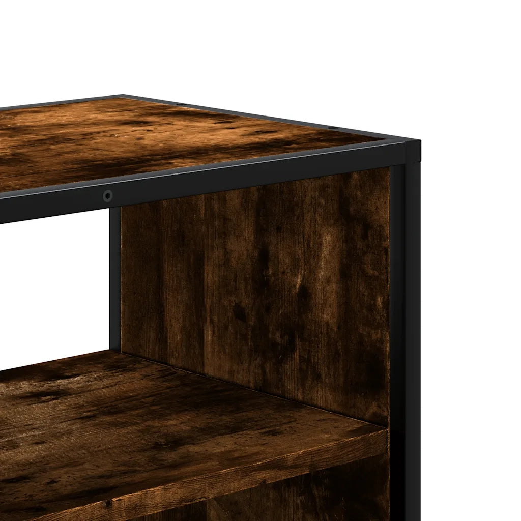 Mobile porta TV a parete dal design industriale 60 x 31 x 39,5 cm ampio vano contenitore legno composito finitura rovere affumicato 02_0049622