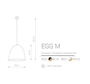 Lampada a sospensione EGG bianco/oro Ø39 Nowodvorski 9021