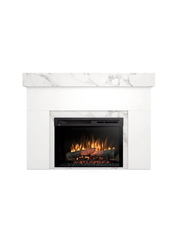AVEN - Caminetto Elettrico da pavimento A Libera Installazione A LED 26" Bianco opaco - Marmo cristallo
