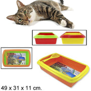 Trade Shop - Lettiera Igienica In Plastica Aperta Per Gatti Con Setaccio E Paraschizzi -