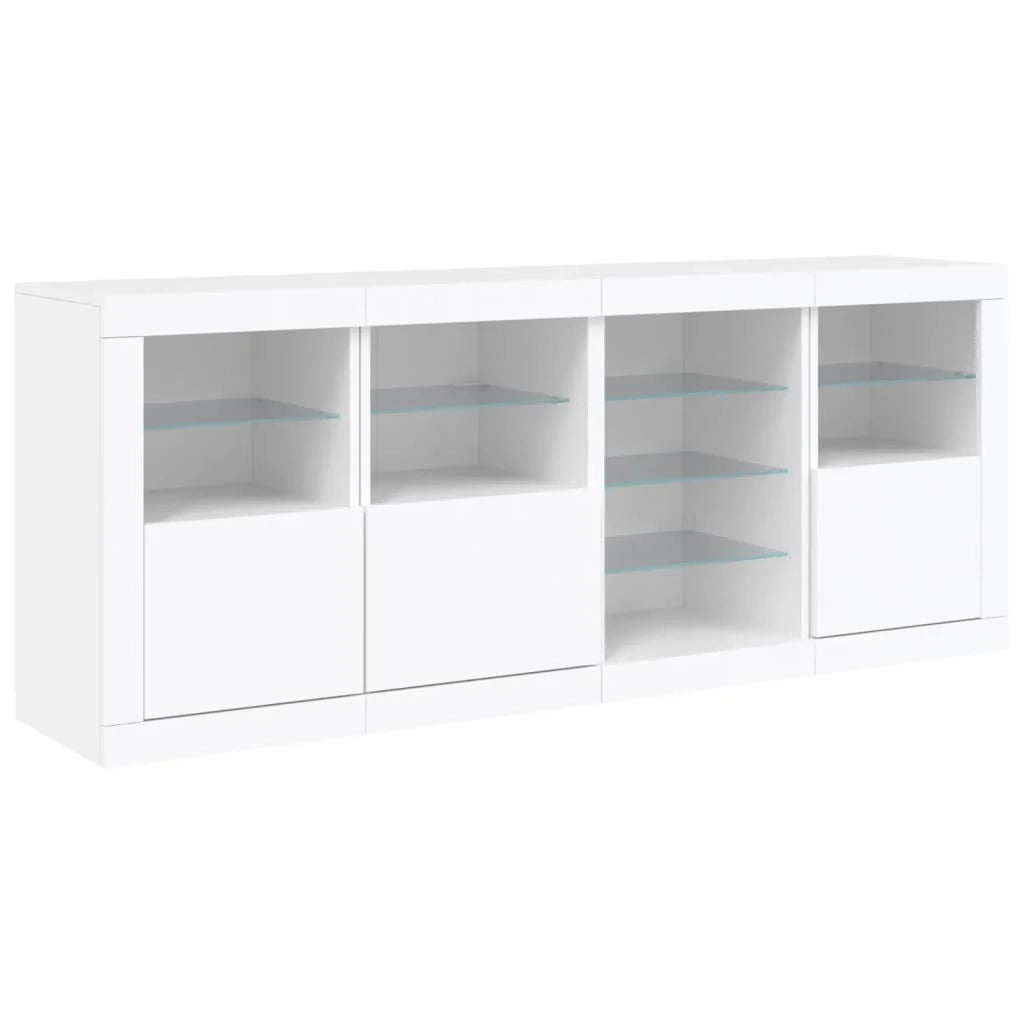 Buffet credenza cassettiera armadio mobile contenitore organizer per cucina soggiorno salotto con luci LED 164 x 37 x 67 cm bianco 02_0029836