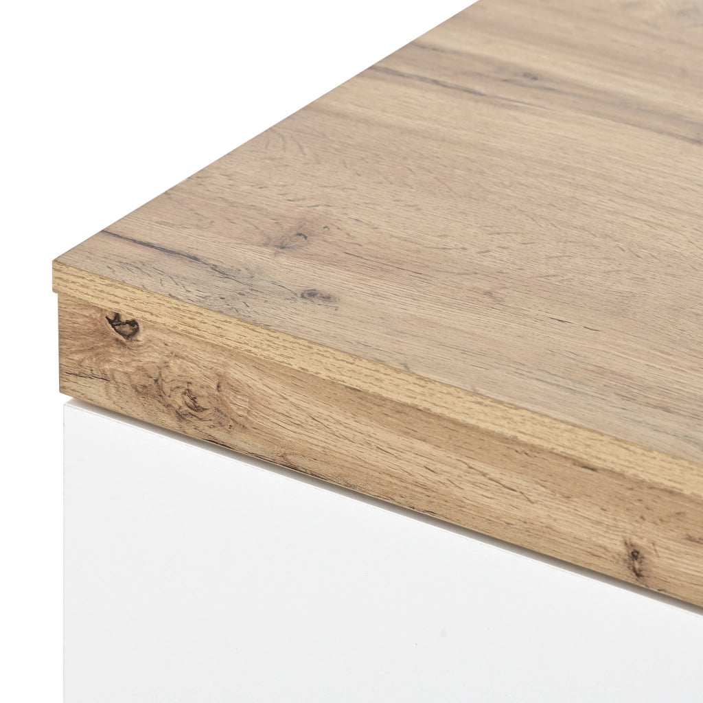 COMODINO classico con 2 cassetti bianco e rovere