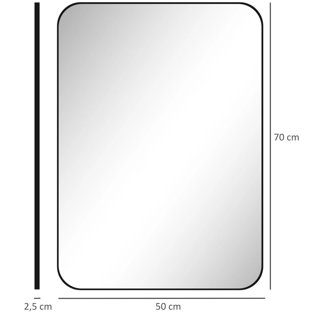 Specchio da Bagno con Cornice in Metallo ¨C Xylo ¨C Nero 50x70 cm