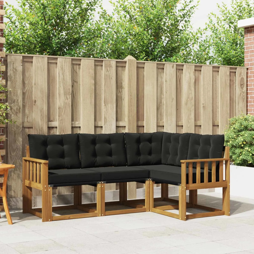 Set di divani da esterno con cuscino 4 pcs Naturale e Nero 3368615