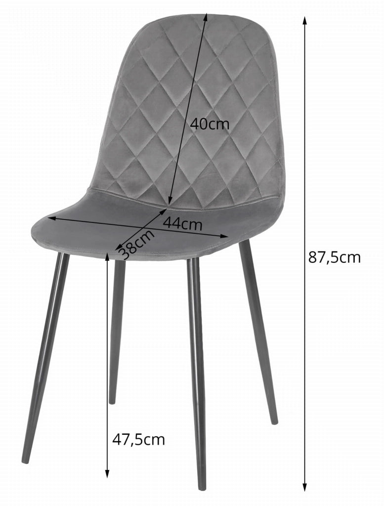 Sedia Valora DAPI in velluto blu navy con gambe in metallo x1