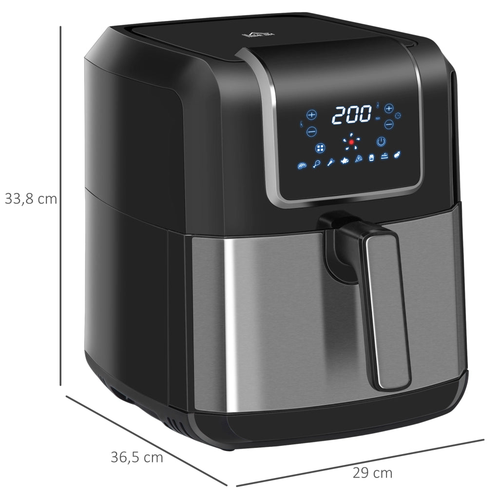 Friggitrice ad Aria 6,5L ¨C Xylo ¨C 1700W, 8 Programmi, Display LED Touch, Antiaderente, Nero