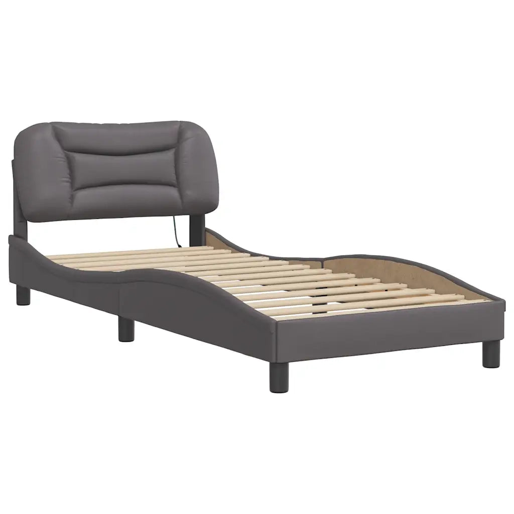 Giroletto con LED senza Materasso-Struttura Letto Hvar Grigio 80x200 cm