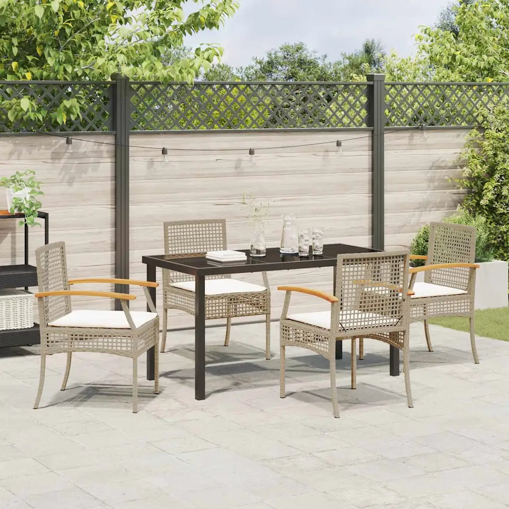 Set da Pranzo per Giardino 5 pcs Beige polyrattan