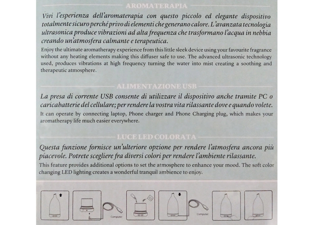 Diffusore Aromi Elettrico Silenzioso Profumo Ambienti Casa Mod Therapy