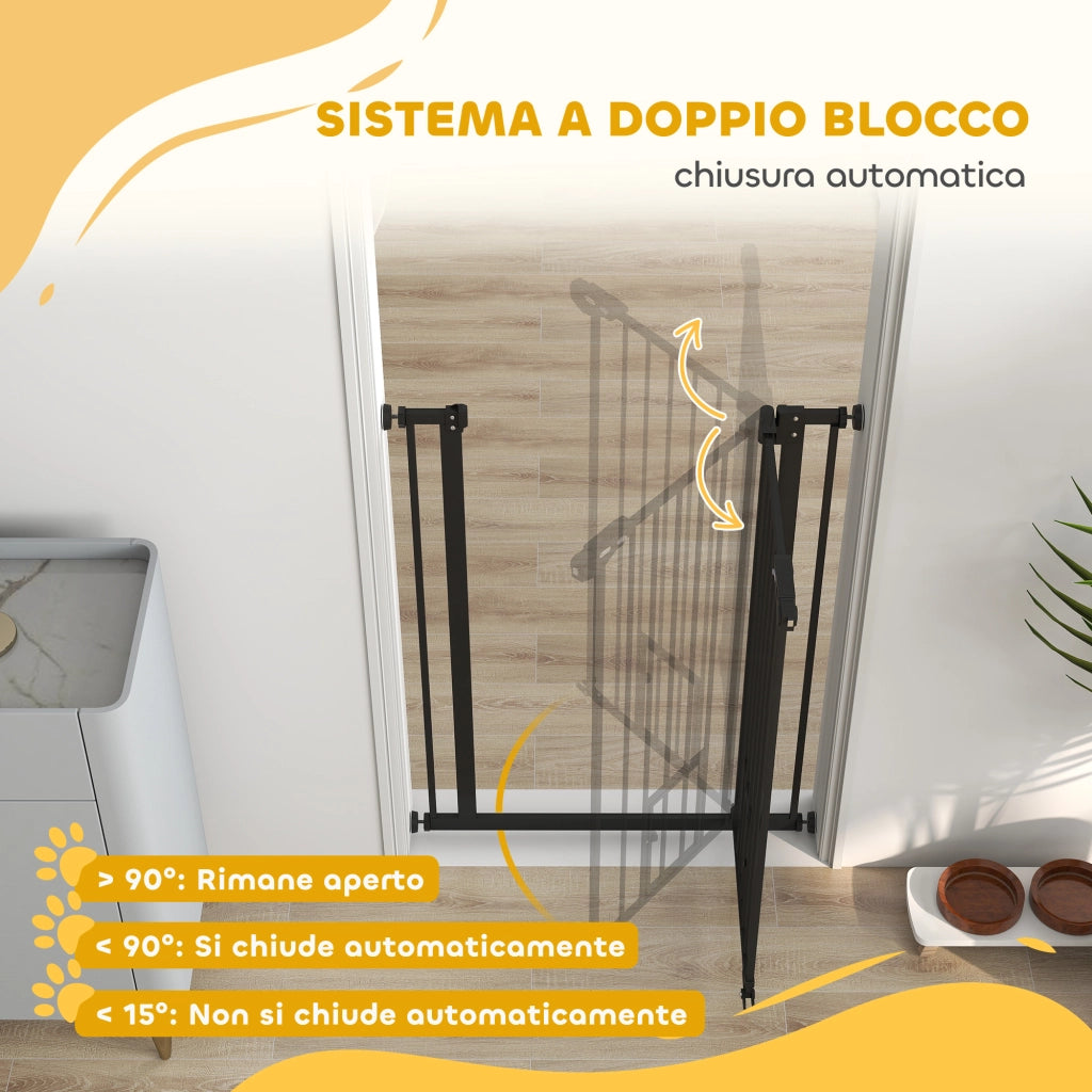 Cancellino per Cani Regolabile con Porta Piccola e Chiusura Automatica ¨C Minimal ¨C 74-80x104cm, Nero